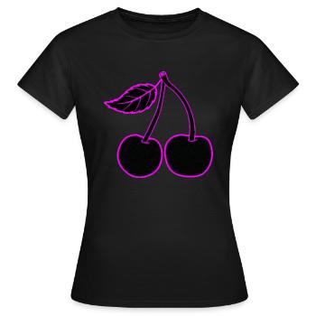Neon Cherry Pink, subtil ou présent - T-shirt Femme - noir - Devant - AI Model Female 172 dark (172cm)