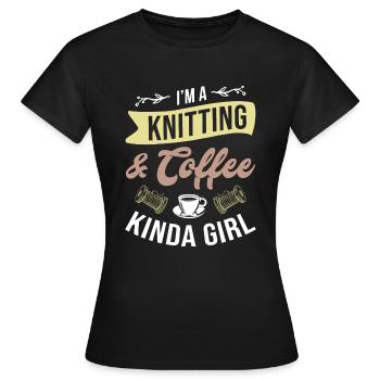Je suis une fille à tricoter et à café Kinda - Tricot - T-shirt Femme - noir - Devant - AI Model Female 172 dark (172cm)