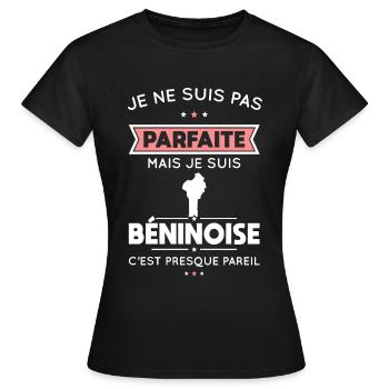 Je ne suis pas parfaite mais je suis Béninoise - T-shirt Femme - noir - Devant - AI Model Female 172 dark (172cm)