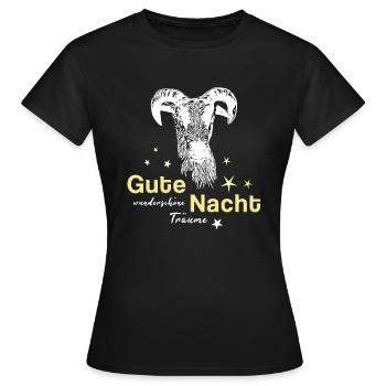 Mouton bélier bonne nuit - T-shirt Femme - noir - Devant - AI Model Female 172 dark (172cm)