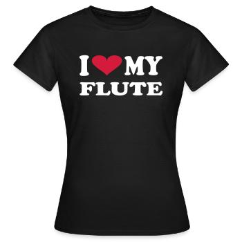 I Love my flute - Frauen T-Shirt - Schwarz - Vorne - AI Model Female 172 dark (172cm)
