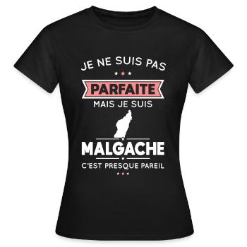 Je ne suis pas parfaite mais je suis Malgache - T-shirt Femme - noir - Devant - AI Model Female 172 dark (172cm)