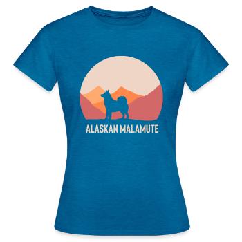 Alaskan Malamute Hund - Frauen T-Shirt - Antikblaues Saphir meliert - Vorne - AI Model Female 172 dark (172cm)