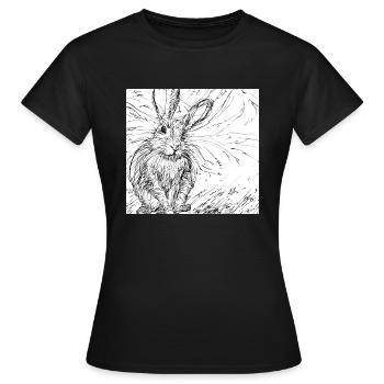 Lièvre dessiné - T-shirt Femme - noir - Devant - AI Model Female 172 dark (172cm)