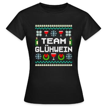 Team-Glühwein Ugly Christmas - Frauen T-Shirt - Schwarz - Vorne - AI Model Female 172 dark (172cm)