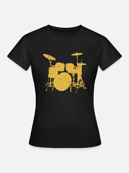 Vintage Retro Pop Art Drummer Gufts.Drumming Kit. - Women's T-Shirt - black
