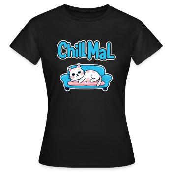 Chat Chill Out - T-shirt Femme - noir - Devant - AI Model Female 172 dark (172cm)