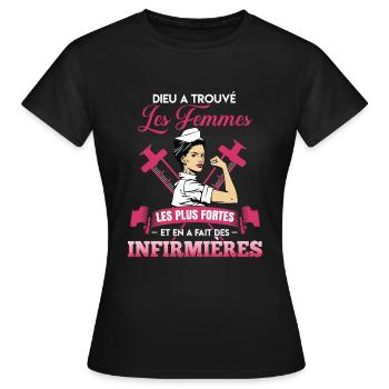 Dieu a trouvé les femmes fortes humour infirmières - T-shirt Femme - noir - Devant - AI Model Female 172 dark (172cm)