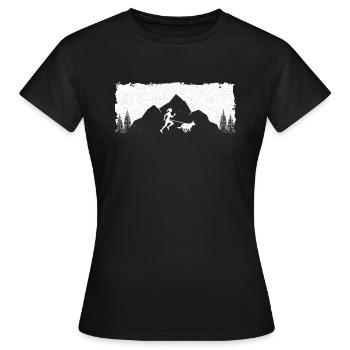 Course de canicross de cross-country avec chien Coureur de Canicross - T-shirt Femme - noir - Devant - AI Model Female 172 dark (172cm)