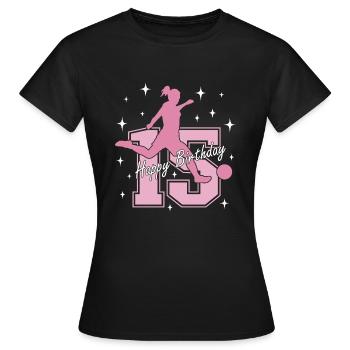 15. Geburtstag Fussball Fussballspielerin - Frauen T-Shirt - Schwarz - Vorne - AI Model Female 172 dark (172cm)