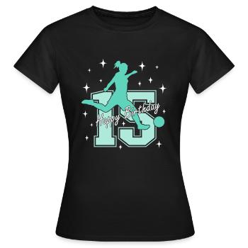 15. Geburtstag Fussball Fussballspielerin - Frauen T-Shirt - Schwarz - Vorne - AI Model Female 172 dark (172cm)