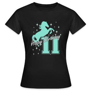 11. Geburtstag Reiten Pferd Reitstall - Frauen T-Shirt - Schwarz - Vorne - AI Model Female 172 dark (172cm)