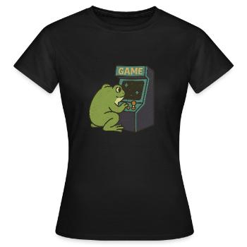 Design Frog Arcade - T-shirt Femme - noir - Devant - AI Model Female 172 dark (172cm)