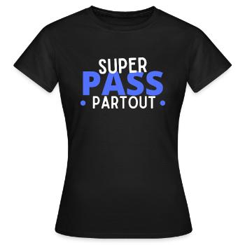 super passe partout pass sanitaire cadeau humour - T-shirt Femme - noir - Devant - AI Model Female 172 dark (172cm)