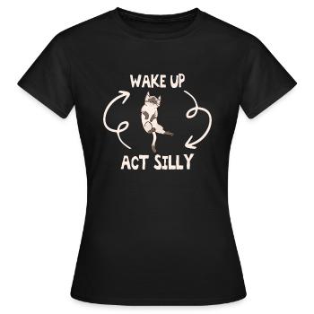 Wake Up Act Silly Cat - Wake Up Act Silly Cat Kids - Women's T-Shirt - black - Front - AI Model Female 172 dark (172cm)