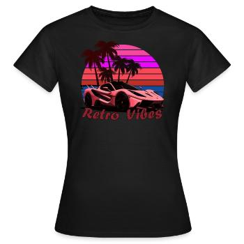 retro vibes car - Women's T-Shirt - black - Front - AI Model Female 172 dark (172cm)