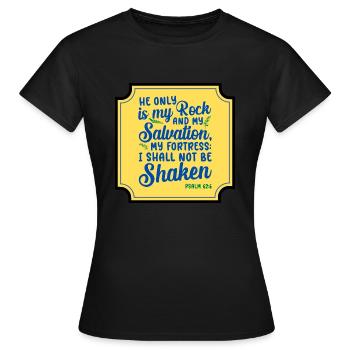 Er ist nur mein Fels und mein Erlösungsbibelvers - Frauen T-Shirt - Schwarz - Vorne - AI Model Female 172 dark (172cm)