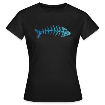 Arêtes de poisson Squelette de poisson Chevrons Griffonnage - T-shirt Femme - noir - Devant - AI Model Female 172 dark (172cm)