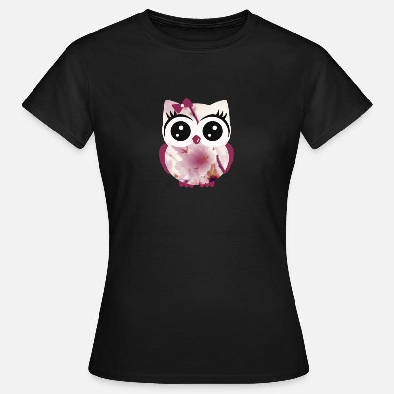 Eule Orchidee - Frauen T-Shirt - Schwarz