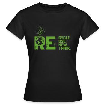 ReCycle ReUse ReNew ReThink - Frauen T-Shirt - Schwarz - Vorne - AI Model Female 172 dark (172cm)