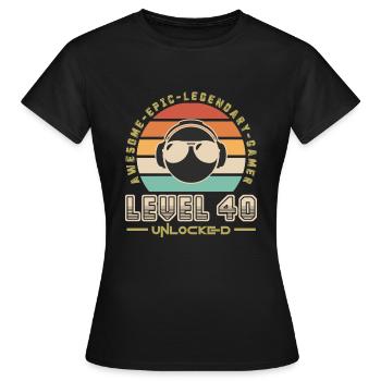 Level 40 - Women's T-Shirt - black - Front - AI Model Female 172 dark (172cm)