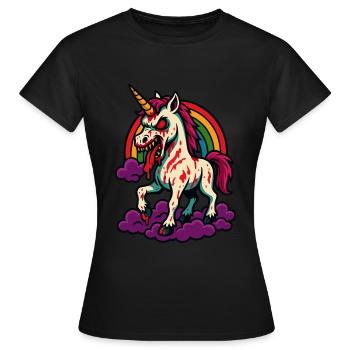 Zombie Unicorn with Rainbow Rage - Women's T-Shirt - black - Front - AI Model Female 172 dark (172cm)