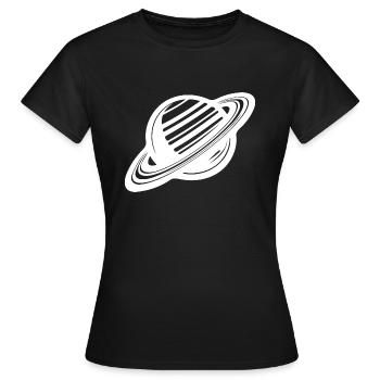 Planète aux anneaux avec système d’anneaux dans le système solaire - T-shirt Femme - noir - Devant - AI Model Female 172 dark (172cm)