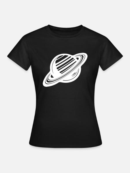 Ringplanet mit Ringssystem im Sonnensystem - Frauen T-Shirt - Schwarz