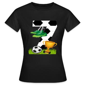 Football 7 Anniversaire Joueur de football Football - T-shirt Femme - noir - Devant - AI Model Female 172 dark (172cm)