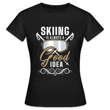 Ski Alpen Pistensau skis - Women's T-Shirt - black - Front - AI Model Female 172 dark (172cm)
