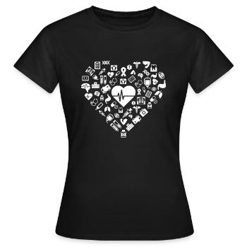 J’aime les premiers secours | Médecin infirmière coeur - T-shirt Femme - noir - Devant - AI Model Female 172 dark (172cm)