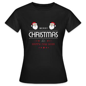 Weihnachten Merry Christmas Happy New Year - Frauen T-Shirt - Schwarz - Vorne - AI Model Female 172 dark (172cm)