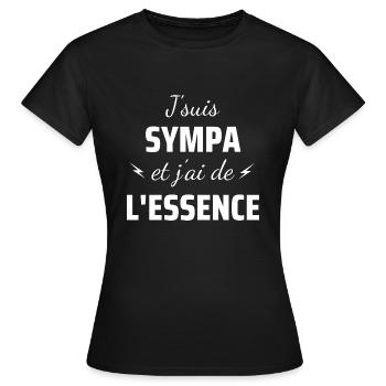 Essence humour je suis sympa et j'ai de l'essence - T-shirt Femme - noir - Devant - AI Model Female 172 dark (172cm)