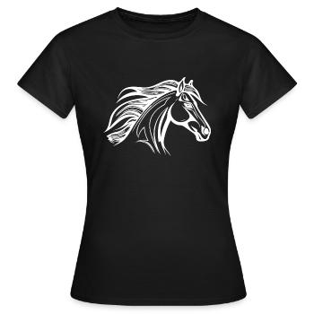 Cheval robuste à crinière étalon équestre - T-shirt Femme - noir - Devant - AI Model Female 172 dark (172cm)