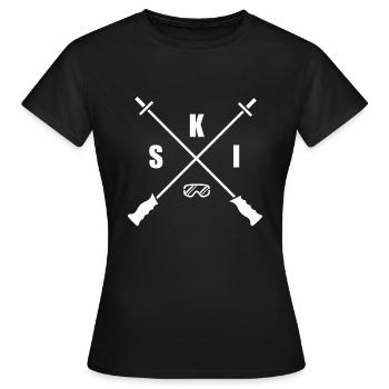 S K I (Ski-white) - Women's T-Shirt - black - Front - AI Model Female 172 dark (172cm)