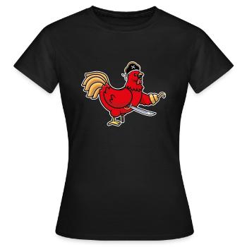 Humour Poule Drôle Animal Coq pirate Poulet Poule - T-shirt Femme - noir - Devant - AI Model Female 172 dark (172cm)