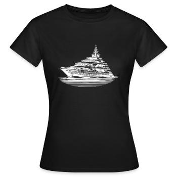 Yacht à moteur de luxe en haute mer - T-shirt Femme - noir - Devant - AI Model Female 172 dark (172cm)