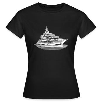 Large luxury motor yacht on the high seas - Women's T-Shirt - black - Front - AI Model Female 172 dark (172cm)