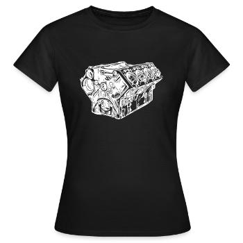 Cylindre de voiture Bloc moteur Ventilateur de cylindrée - T-shirt Femme - noir - Devant - AI Model Female 172 dark (172cm)
