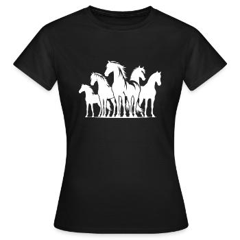 Chevaux élégants avec une crinière sauvage élégante - T-shirt Femme - noir - Devant - AI Model Female 172 dark (172cm)