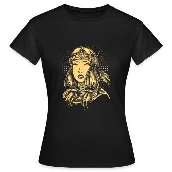 Femme Indienne Femme Indienne Etats-Unis d'Amérique Sexy Squaw - T-shirt Femme - noir - Devant - AI Model Female 172 dark (172cm)