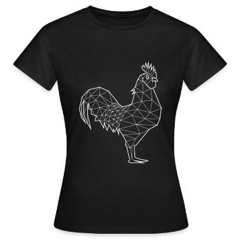 Coq Blanc - Animal Prism - T-shirt Femme - noir - Devant - AI Model Female 172 dark (172cm)