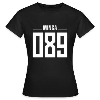MINGA 089 | MÜNCHEN - Frauen T-Shirt - Schwarz - Vorne - AI Model Female 172 dark (172cm)
