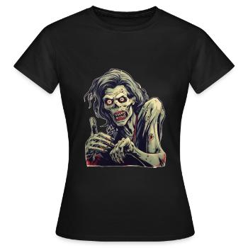 Halloween Zombie - Frauen T-Shirt - Schwarz - Vorne - AI Model Female 172 dark (172cm)