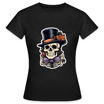 Crâne Halloween - T-shirt Femme - noir - Devant - AI Model Female 172 dark (172cm)