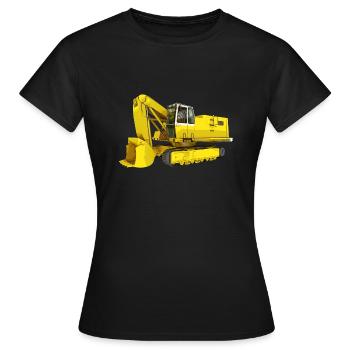 Excavatrice jaune, pelle rétrocaveuse, industrie - T-shirt Femme - noir - Devant - AI Model Female 172 dark (172cm)