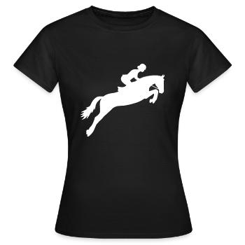 Cheval de saut d'obstacles - Cheval cadeau - T-shirt Femme - noir - Devant - AI Model Female 172 dark (172cm)