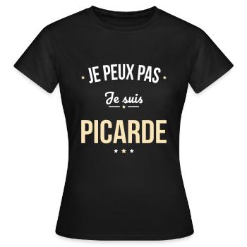 Je peux pas je suis Picarde - T-shirt Femme - noir - Devant - AI Model Female 172 dark (172cm)