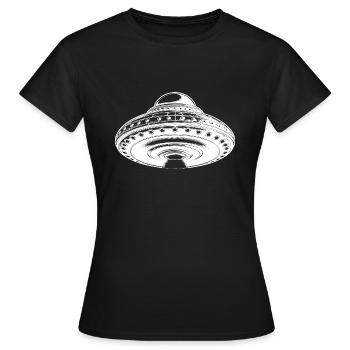 Floating Flying Unusual Saucer - Women's T-Shirt - black - Front - AI Model Female 172 dark (172cm)