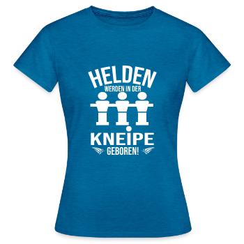 Tischfussball - Frauen T-Shirt - Antikblaues Saphir meliert - Vorne - AI Model Female 172 dark (172cm)